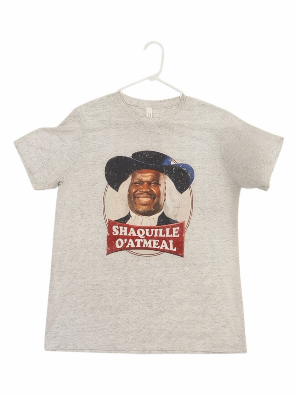 Shaquille O’Neal Oatmeal Graphic Tee Bella Canvas Large Funny Novelty Shirt